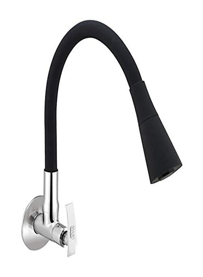 Spazio Fusion Flexo SmartBuy Flexible Sink Faucet - Flxo Play (with 360 Degree Flexible Silicon Hose & Dual Flow Pattern) Hot/Cold Water Tap with Wall Flange Kitchen Mixer Faucet, Black, Chrome - Image 1
